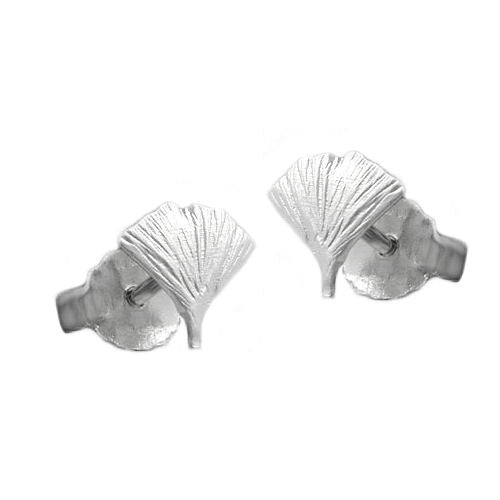 Ohrstecker 7mm Ginkgoblatt matt Silber 925