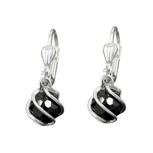 Ohrringe Brisur Zirkonia schwarz Silber 925