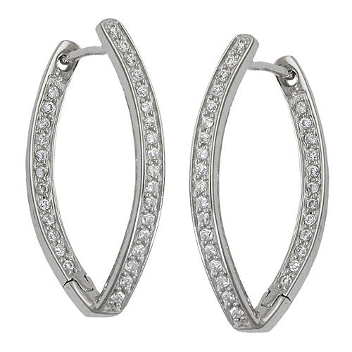Creolen spitzoval Zirkonia Silber 925
