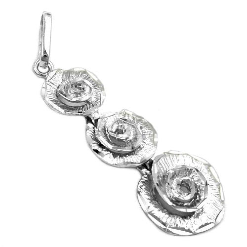 Anhänger 3 Blumen rhodiniert Silber 925