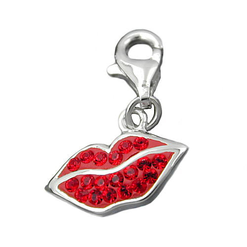 Charm roter Mund Silber 925