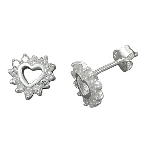 Ohrstecker Herz mit 12x Zirkonia 925