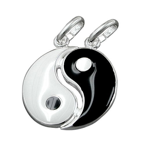 Anhänger Yin-Yang lackiert Silber