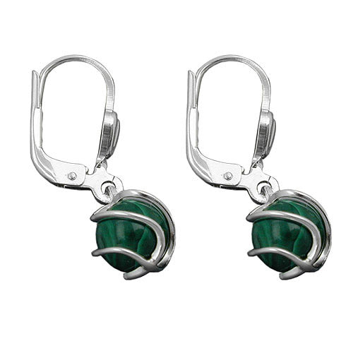 Ohrringe Brisur Perle Malachit 6mm Silber 925