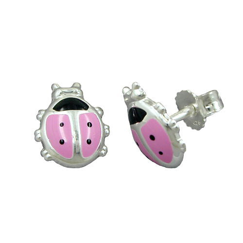Ohrstecker Marienkäfer rosa Silber 925