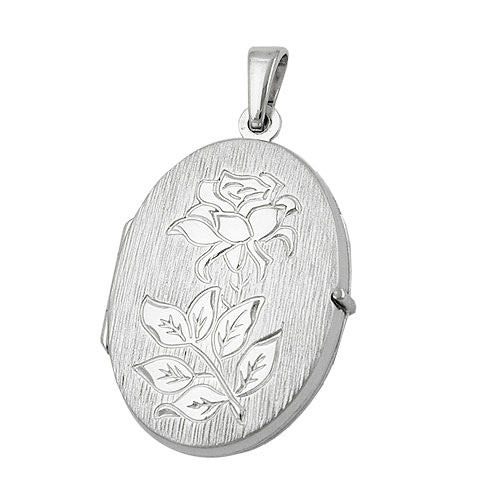 Anhänger Medaillon Rose rhodiniert Silber 925
