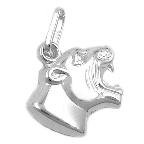 Anhänger Tigerkopf glänzend Silber 925