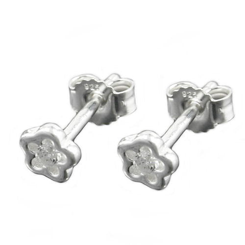 Ohrstecker Blume mit Zirkonia Silber 925