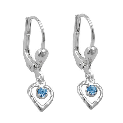 Ohrringe Brisur Herz Glasstein blau Silber 925