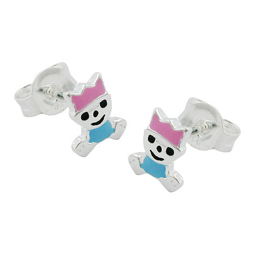 Ohrstecker pink-hellblau Silber 925