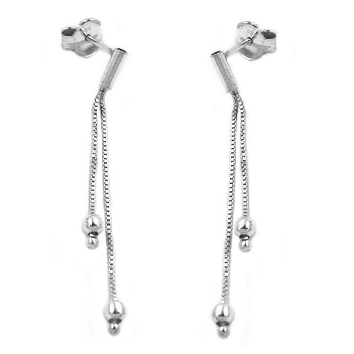 Ohrstecker Kette mit Kugel Silber 925