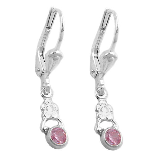 Ohrringe Brisur Blume Zirkonia pink Silber 925