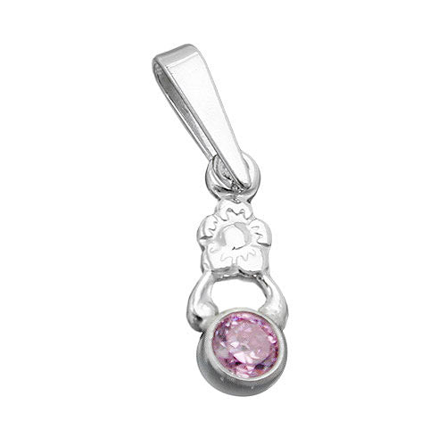 Anhänger Blume Glasstein-pink Silber 925