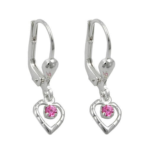 Ohrringe Brisur Herz Glasstein pink Silber 925