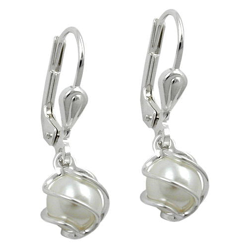 Ohrringe Brisur Perle Imitat-weiß Silber 925