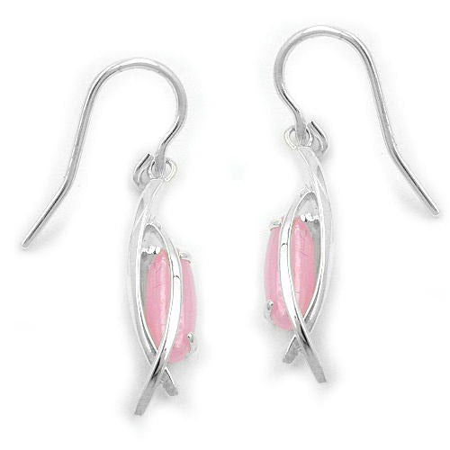 Ohrringe Ohrhaken Zirkonia milky-pink 925