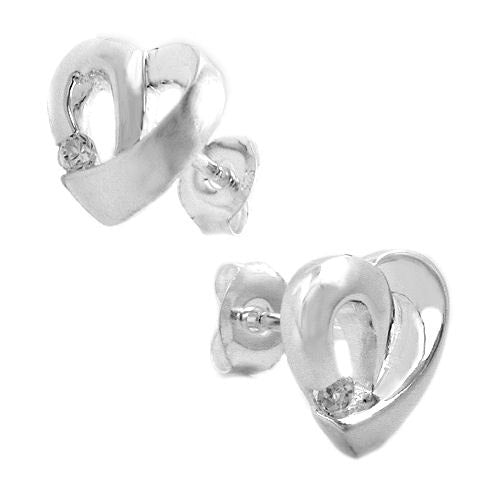 Ohrstecker Herz mit Zirkonia Silber 925