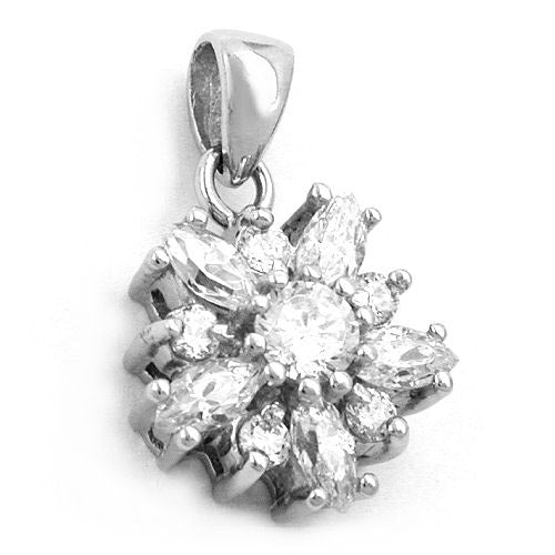 Anhänger Blume mit Zirkonia-weiß 925