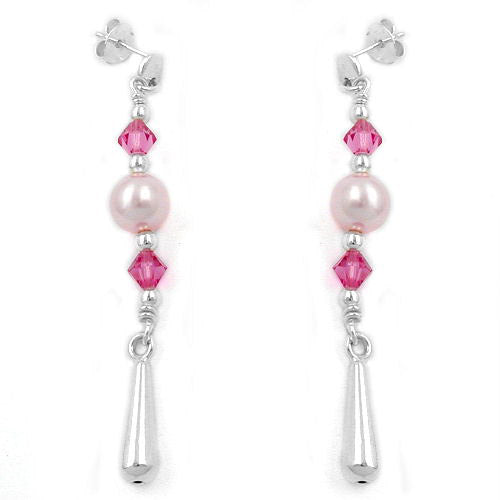 Ohrstecker Hänger rosa Kegel 925