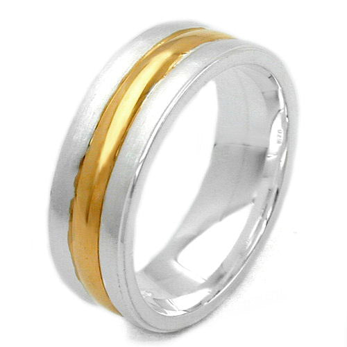 Ring bicolor 3 Rillen Silber 925