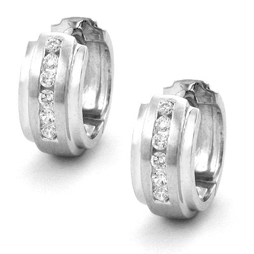 Creolen mit Rand Zirkonia Silber 925