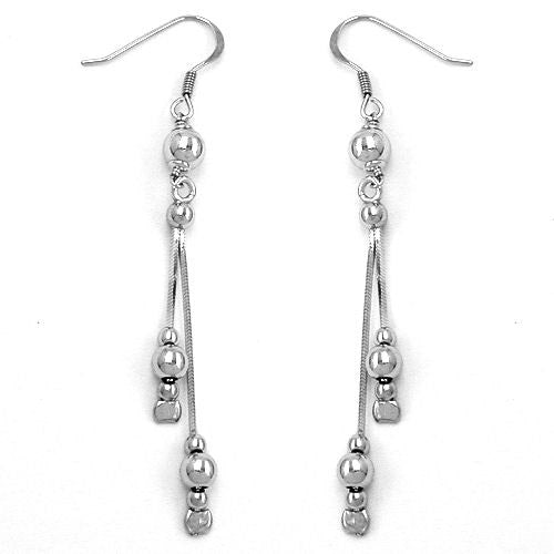 Ohrringe Ohrhaken Kette mit Kugel Silber 925