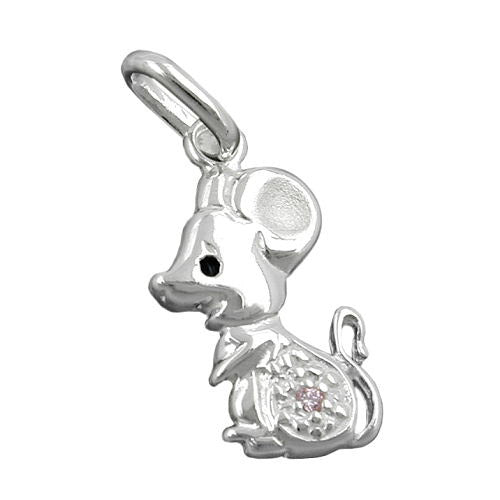 Anhänger Maus mit Zirkonia Silber 925
