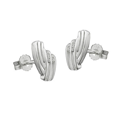Ohrstecker streifig mit Zirkonia Silber 925