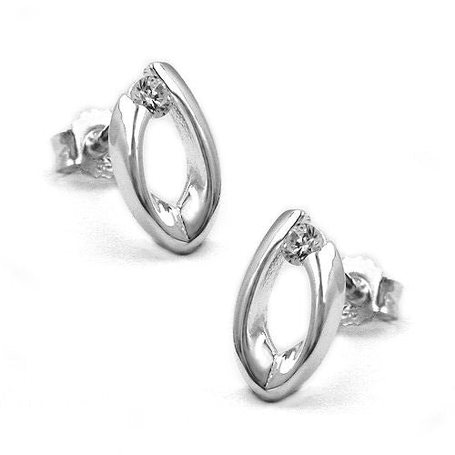 Ohrstecker oval mit Zirkonia Silber 925