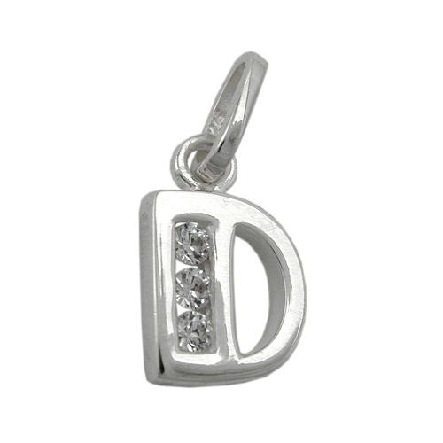Anhänger Buchstabe D mit Zirkonia Silber 925