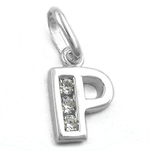Anhänger Buchstabe P mit Zirkonia Silber 925