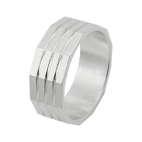 Ring kantig matt 3 diam Linien 925