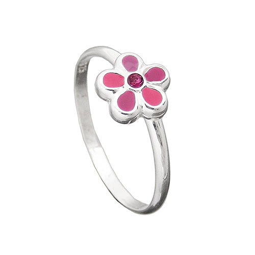 Ring Kinder Blume pink Silber 925