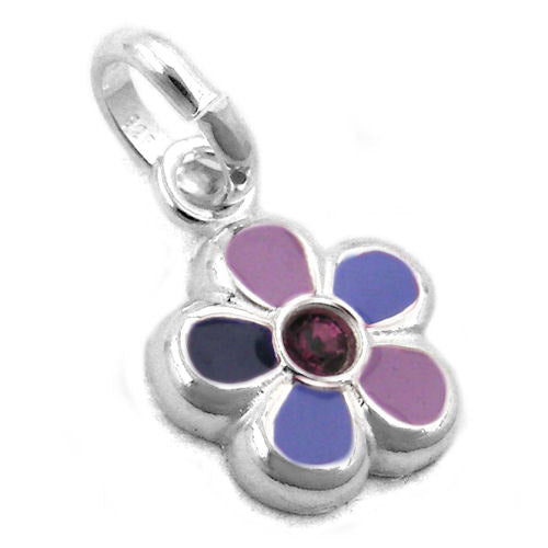 Anhänger Blume lila lackiert Silber 925