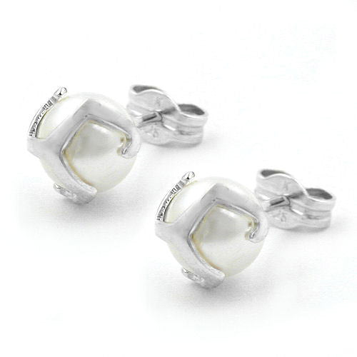 Ohrstecker 6mm Perle Imitat Silber 925
