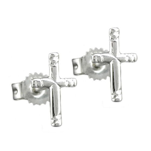 Ohrstecker Kreuz mit Muster Silber 925