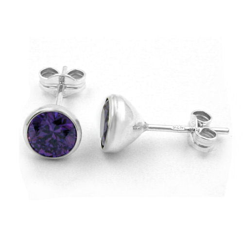 Ohrstecker Zirkonia amethyst Silber 925