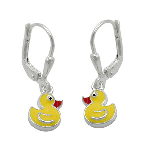Ohrringe Brisur kleine gelbe Ente Silber 925