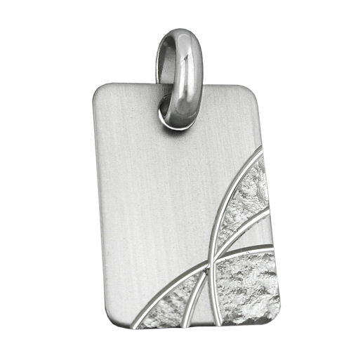 Anhänger Gravurplatte matt-diamantiert rhodiniert Silber 925