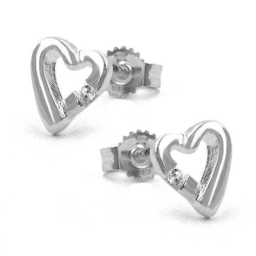 Ohrstecker Herz mit Zirkonia Silber 925