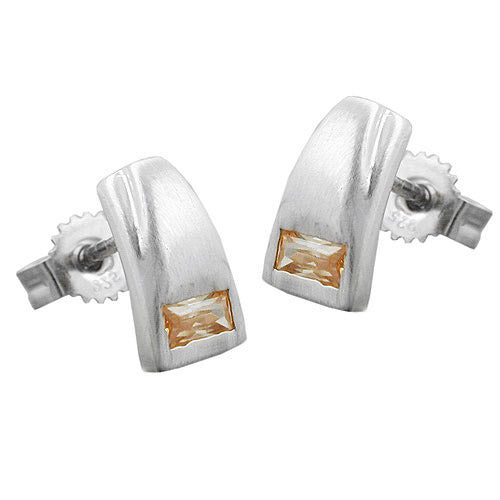 Ohrstecker Zirkonia topas matt 925