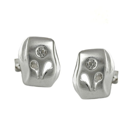 Ohrstecker matt mit Zirkonia Silber 925