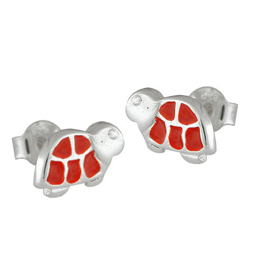 Ohrstecker Schildkröte rot Silber 925
