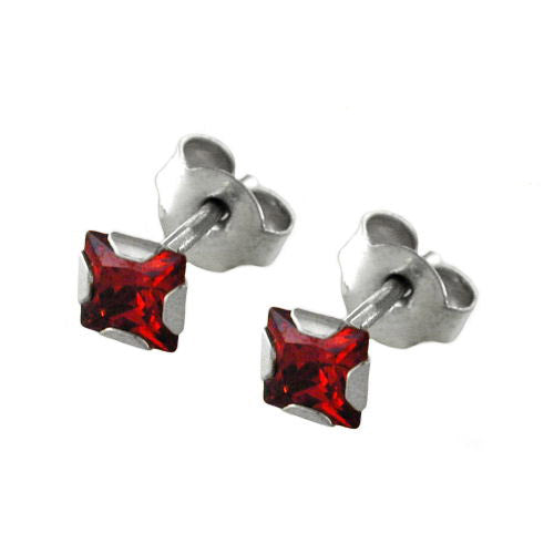 Ohrstecker 4 orange-Zirkonia Viereck 925