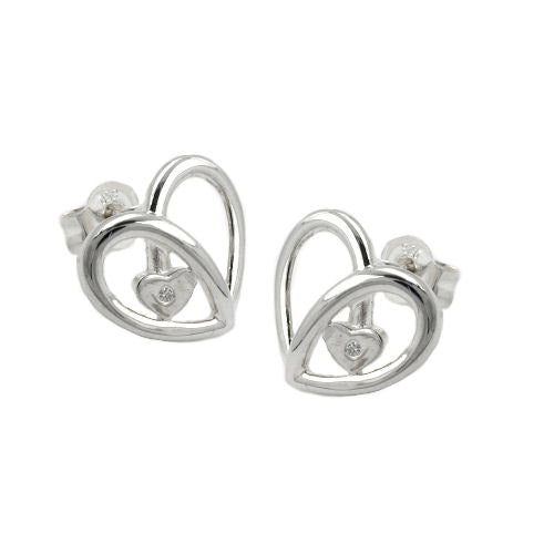Ohrstecker Herz mit Zirkonia 925