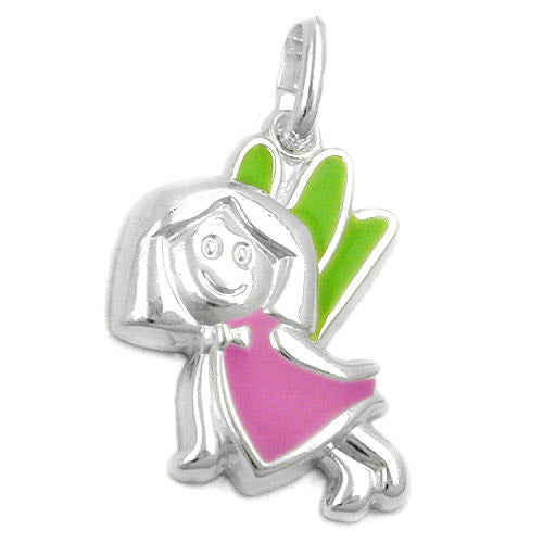 Anhänger Elfe pink-grün Silber 925