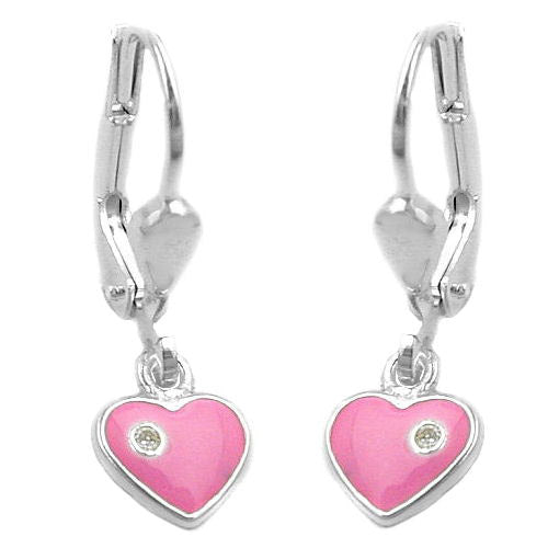 Ohrringe Brisur Herz pink-Zirkonia Silber 925