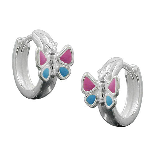 Creolen Schmetterling pinkblau Silber 925
