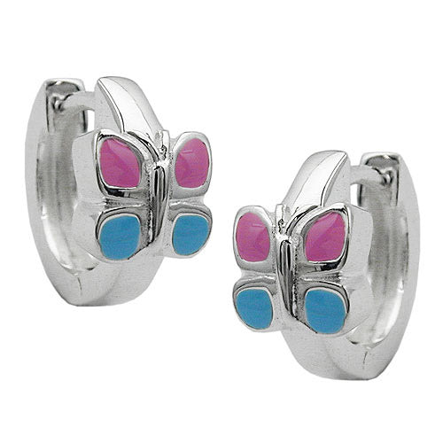 Creolen Schmetterling pinkblau Silber 925