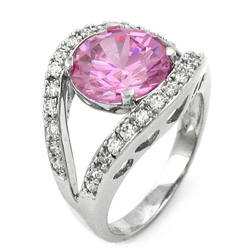Ring großer Zirkonia rosé Silber 925